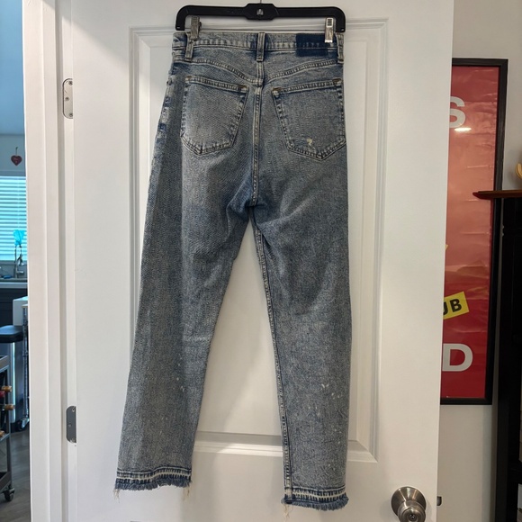 Abercrombie & Fitch Ultra High Rise Ankle Straight Acid Wash Distressed Jeans - Picture 9 of 13